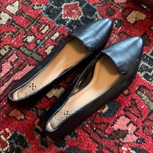 Vince Camuto black leather almond toe loafer